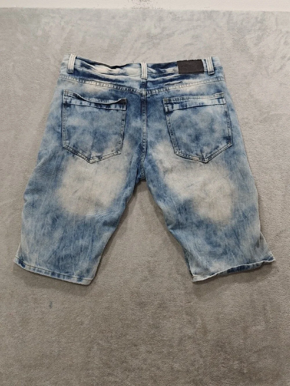 Light Blue Washed Men’s Denim Biker Shorts Size 34